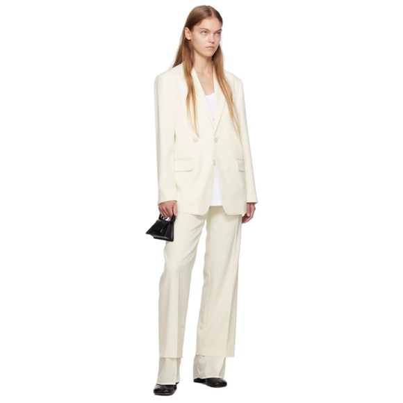 Mm6 Off white poly wool blend layered pants